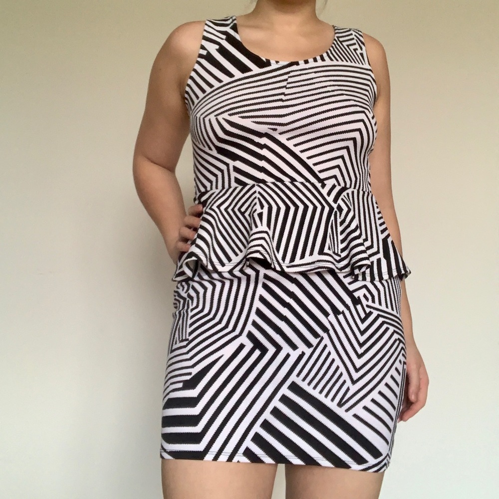 Charlotte Russe Black & White Peplum Dress